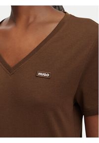 Hugo - HUGO T-Shirt Classic 50513667 Brązowy Slim Fit. Kolor: brązowy. Materiał: bawełna #3