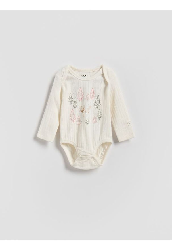 Reserved - Bawełniane body Kubuś Puchatek - złamana biel. Materiał: bawełna. Wzór: motyw z bajki