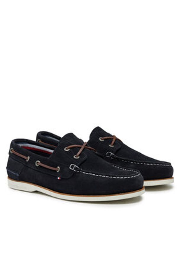 TOMMY HILFIGER - Tommy Hilfiger Półbuty Th Boat Shoe Core Suede FM0FM05387 Granatowy. Kolor: niebieski. Materiał: zamsz, skóra