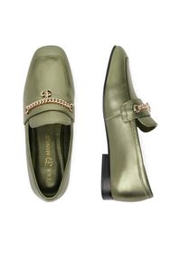 Eva Minge Loafersy CYNIA-LT2513-37 Zielony. Kolor: zielony. Materiał: skóra