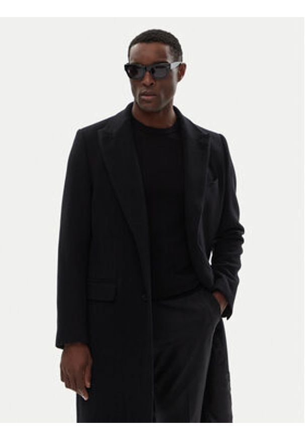 DOLCE & GABBANA - Dolce&Gabbana Płaszcz wełniany G036IT HUMJ2 Czarny Regular Fit. Kolor: czarny. Materiał: wełna