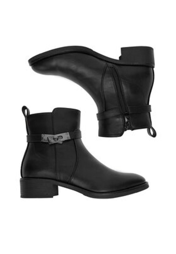 DeeZee Botki HX23002-11 Czarny. Kolor: czarny. Materiał: materiał, skóra