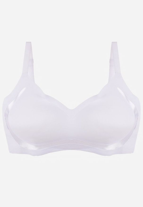 Renee - Biały Biustonosz Ozdobiona Przezroczystymi Wstawkami z Usztywnieniem Seanael. Kolor: biały. Materiał: dresówka. Rodzaj stanika: przezroczysty. Wzór: aplikacja