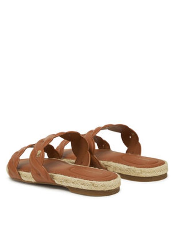 TOMMY HILFIGER - Tommy Hilfiger Espadryle Leather Rope Espadrille Mule FW0FW08503 Brązowy. Kolor: brązowy. Materiał: skóra