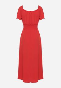 Born2be - Czerwona Sukienka Ozdobiona Bufkami Dolinossa. Okazja: na co dzień. Kolor: czerwony. Wzór: aplikacja. Sezon: lato. Styl: casual #7