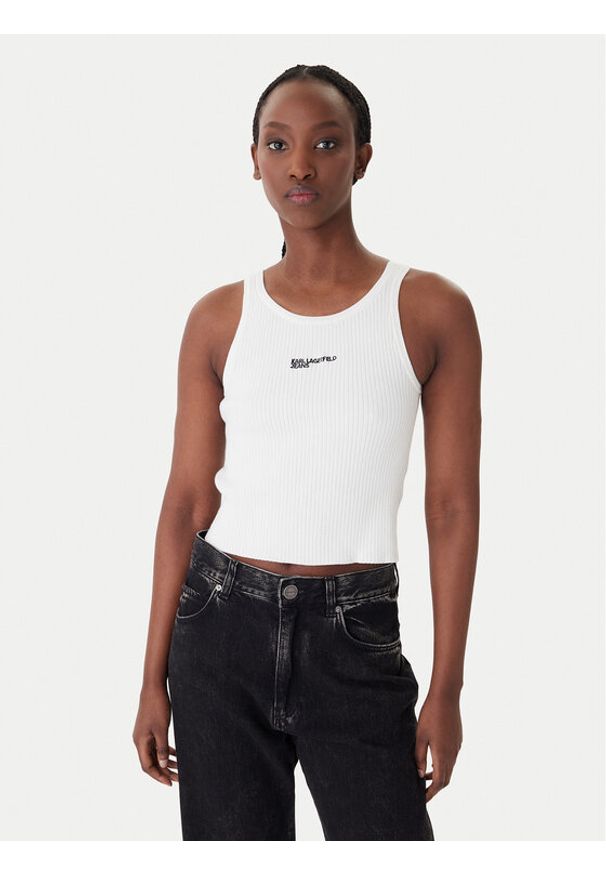 Karl Lagerfeld Jeans Top B1W18024 Écru Slim Fit. Materiał: bawełna