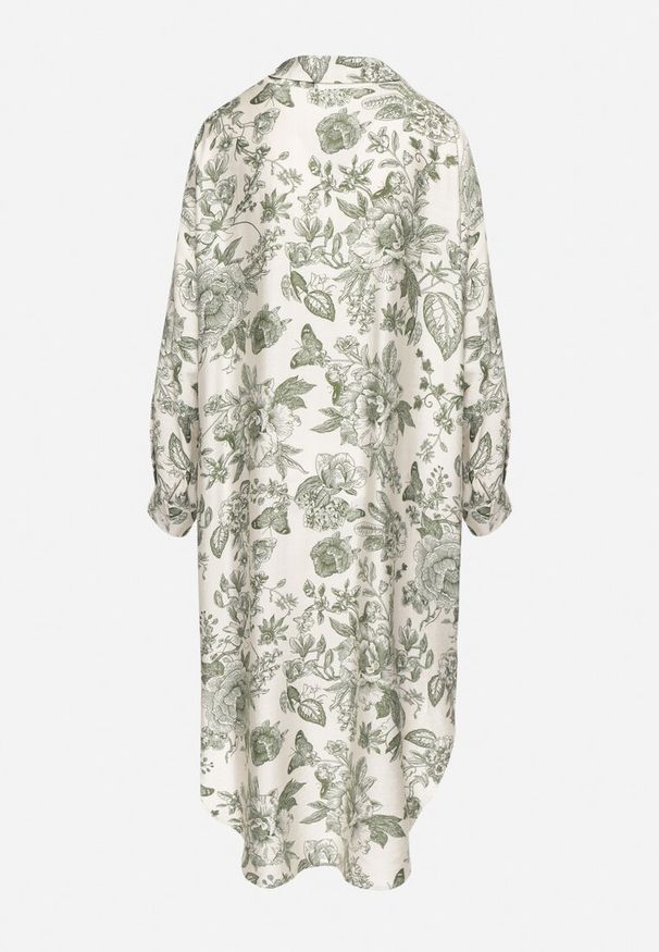 Born2be - Zielona Wiskozowa Sukienka Koszulowa w Kwiaty Varvesa. Okazja: na co dzień. Typ kołnierza: kołnierzyk klasyczny. Kolor: zielony. Materiał: wiskoza. Długość rękawa: długi rękaw. Wzór: kwiaty. Typ sukienki: koszulowe. Styl: casual, elegancki, klasyczny