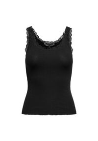 only - ONLY Top Sara 15345994 Czarny Slim Fit. Kolor: czarny. Materiał: bawełna #1