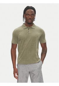 Lindbergh Polo 30-404263 Beżowy Relaxed Fit. Typ kołnierza: polo. Kolor: beżowy. Materiał: bawełna