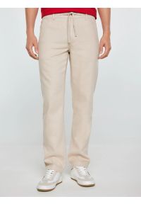 Big-Star - Spodnie męskie lniane perłowe Cabres 103. Kolor: kremowy. Materiał: len. Wzór: haft. Styl: klasyczny #1