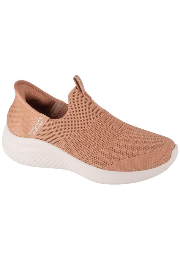 skechers - Buty sportowe Sneakersy damskie, Slip-Ins Ultra Flex 3.0 - Cozy Streak. Kolor: brązowy. Materiał: materiał, syntetyk. Sport: turystyka piesza