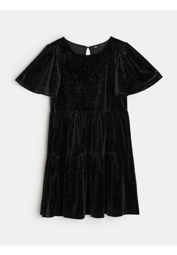 Sinsay - Sukienka bombka z połyskującą aplikacją - czarny. Kolor: czarny. Wzór: aplikacja. Typ sukienki: bombki
