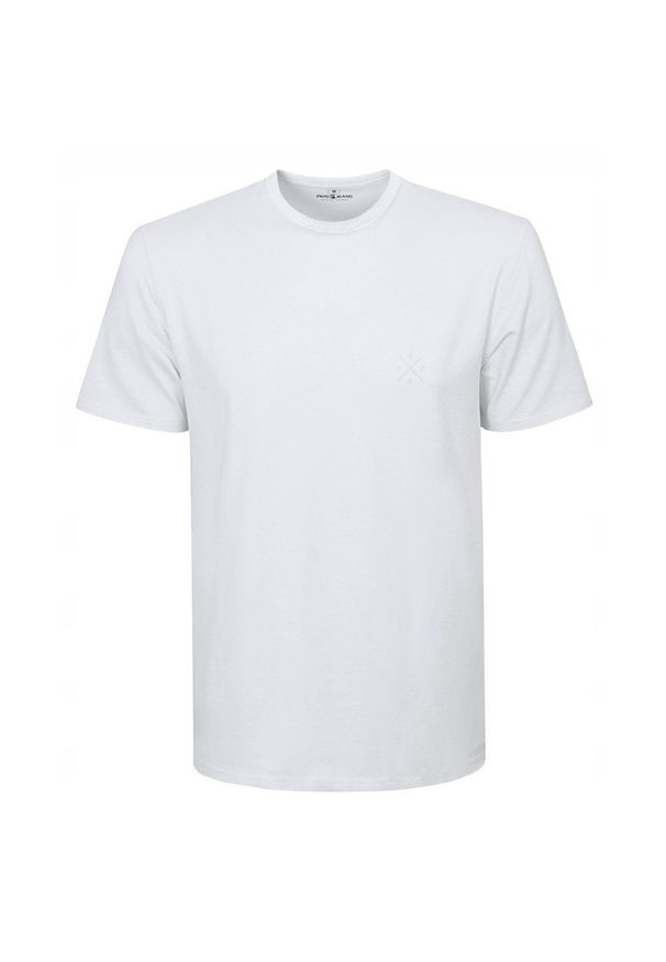 Koszulka Męska (T-Shirt) - Pako Jeans - Domieszka Elastanu, Biała. Okazja: na co dzień. Kolor: biały. Materiał: bawełna, elastan. Styl: casual