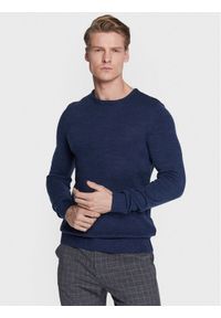 Blend Sweter 20714834 Granatowy Regular Fit. Kolor: niebieski. Materiał: syntetyk