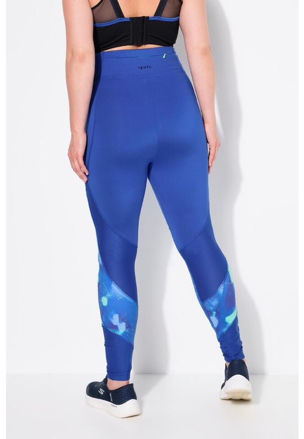 ULLA POPKEN - Damskie Sportowe legginsy szybkoschnące wysoki stan kieszeń na zamek. Stan: podwyższony. Kolekcja: plus size. Kolor: niebieski. Materiał: poliester, materiał