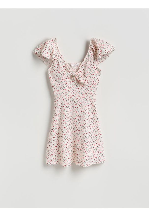 Reserved - Wzorzysta sukienka mini - inny. Materiał: dzianina. Długość: mini