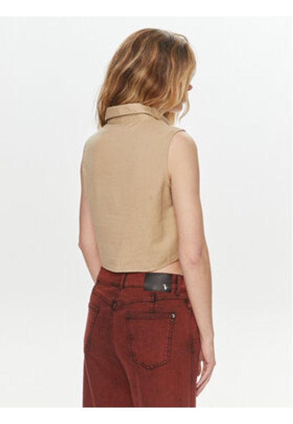 Brave Soul Koszula LWT-548ELIZABETH Beżowy Straight Fit. Kolor: beżowy. Materiał: bawełna