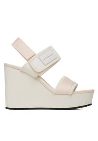 Calvin Klein Jeans Sandały Wedge Sandal Badge YW0YW01028 Biały. Kolor: biały. Materiał: materiał #1