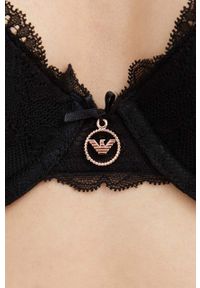 Emporio Armani Underwear biustonosz kolor czarny koronkowy gładki. Kolor: czarny. Materiał: koronka. Rodzaj stanika: wyciągane miseczki, odpinane ramiączka. Wzór: gładki #2