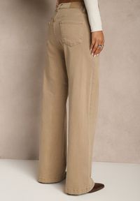 Renee - Beżowe Bawełniane Jeansy Regular Waist z Szerokimi Nogawkami Nindria. Stan: podwyższony. Kolor: beżowy #5