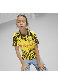 Puma - Młodzieżowa koszulka KIDSUPER × BORUSSIA DORTMUND PUMA Faster Yellow Black. Kolor: czarny, wielokolorowy, żółty. Wzór: kolorowy, geometria. Sport: piłka nożna