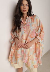 Born2be - Pomarańczowa Oversizowa Koszula z Bawełną o Kroju Typu Nietoperz Nyletia. Okazja: na co dzień. Typ kołnierza: kołnierzyk klasyczny. Kolor: pomarańczowy. Materiał: bawełna. Sezon: wiosna, lato. Styl: elegancki, klasyczny, casual #1