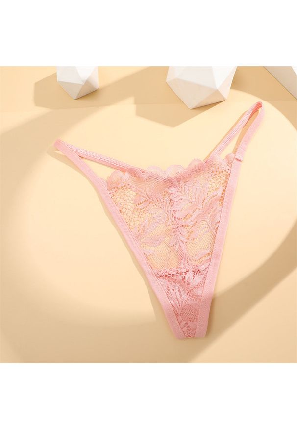 Intica - Stringi koronkowe z wycięciami na specjalne okazje Sangsuk. Kolor: różowy. Materiał: koronka. Wzór: koronka