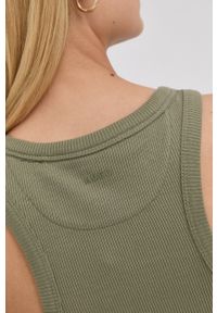 Hugo - HUGO sukienka bawełniana kolor zielony maxi dopasowana. Kolor: zielony. Materiał: bawełna. Wzór: gładki. Typ sukienki: dopasowane. Długość: maxi #2