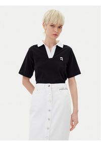 Karl Lagerfeld - KARL LAGERFELD Polo A2W17111 Czarny Regular Fit. Typ kołnierza: polo. Kolor: czarny. Materiał: bawełna #1