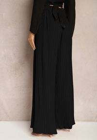 Renee - Czarne Szerokie Spodnie z Plisami High Waist Mirealli. Stan: podwyższony. Kolor: czarny #4