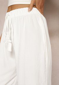 Renee - Białe Szerokie Spodnie High Waist z Gumką w Pasie Jolfea. Okazja: na co dzień. Stan: podwyższony. Kolor: biały. Materiał: tkanina. Styl: elegancki, casual #3