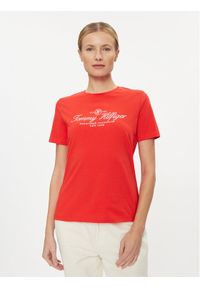TOMMY HILFIGER - Tommy Hilfiger T-Shirt WW0WW40293 Czerwony Regular Fit. Kolor: czerwony. Materiał: bawełna #1