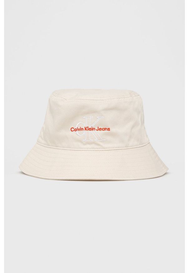 Calvin Klein Jeans kapelusz bawełniany kolor beżowy bawełniany K50K508976.PPYY. Kolor: beżowy. Materiał: bawełna