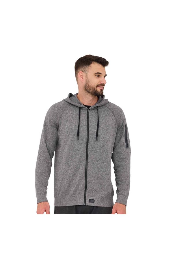 Bluza męska wełniana z kapturem Brubeck OUTDOOR MERINO. Typ kołnierza: kaptur. Kolor: szary. Materiał: wełna, poliamid, poliester, elastan. Sport: outdoor