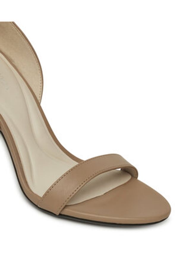 Calvin Klein Sandały Heel Sandal 90 - Lth HW0HW02337 Beżowy. Kolor: beżowy. Materiał: skóra