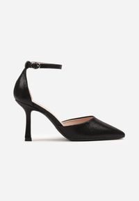 Born2be - Czarne Szpilki Ozdobione Paskiem Ennallis. Zapięcie: pasek. Kolor: czarny. Materiał: jeans. Wzór: aplikacja. Obcas: na szpilce. Wysokość obcasa: średni #4