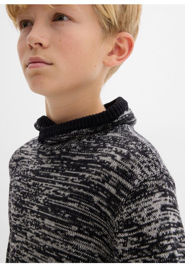 bonprix - Sweter z szalowym kołnierzem. Kolor: czarny