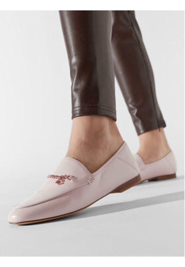 Coach Loafersy Hanna Loafer CB989 Beżowy. Kolor: beżowy. Materiał: skóra