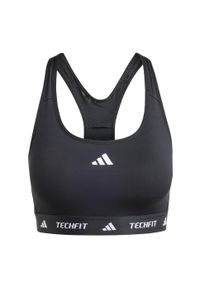 Adidas - Biustonosz Techfit Medium-Support. Kolor: czarny. Materiał: materiał. Technologia: Techfit (Adidas)