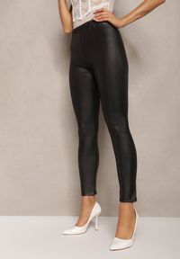 Renee - Czarne Legginsy Ocieplone Polarową Podszewką z Szeroką Gumką w Pasie Anamesa. Kolor: czarny. Materiał: polar. Sezon: zima #4