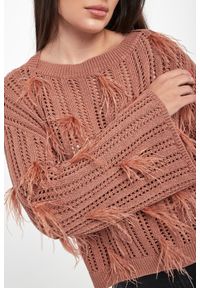 Twinset Milano - Sweter damski ażurowy z piórkami TWINSET. Wzór: ażurowy #3