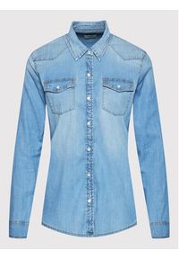 Guess Koszula W2GH75 D4NA1 Niebieski Slim Fit. Kolor: niebieski. Materiał: bawełna