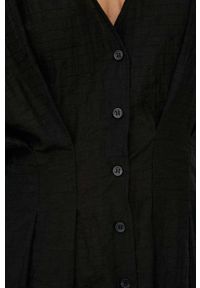 Samsoe & Samsoe - Samsoe Samsoe sukienka kolor czarny mini rozkloszowana. Kolor: czarny. Materiał: tkanina, jedwab, materiał, lyocell. Długość rękawa: długi rękaw. Typ sukienki: rozkloszowane. Długość: mini #3