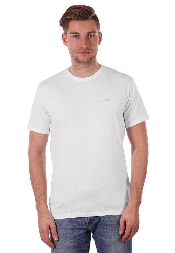 Biały T-shirt Męski, Krótki Rękaw, Just Yuppi, Koszulka, Gładki, z Logo, 100% BAWEŁNA. Okazja: na co dzień. Kolor: biały. Materiał: bawełna. Długość rękawa: krótki rękaw. Długość: krótkie. Wzór: nadruk. Styl: casual