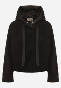 Born2be - Czarna Przejściowa Kurtka z Rękawami Typu Nietoperz i Kapturem Alinee. Okazja: na spacer. Kolor: czarny. Materiał: jeans. Sezon: jesień, wiosna. Styl: klasyczny #7