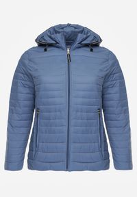 Born2be - Niebieska Pikowana Kurtka Przejściowa z Odpinanym Kapturem Tidesse. Kolor: niebieski. Materiał: poliester, jeans #8