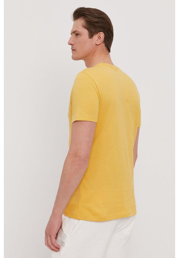 GAP - T-shirt. Okazja: na co dzień. Kolor: złoty. Materiał: dzianina. Wzór: nadruk. Styl: casual