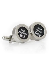 Modini - Spinki do mankietów - mega przystojny MĄŻ mega pięknej ŻONY U203B. Wzór: napisy #1