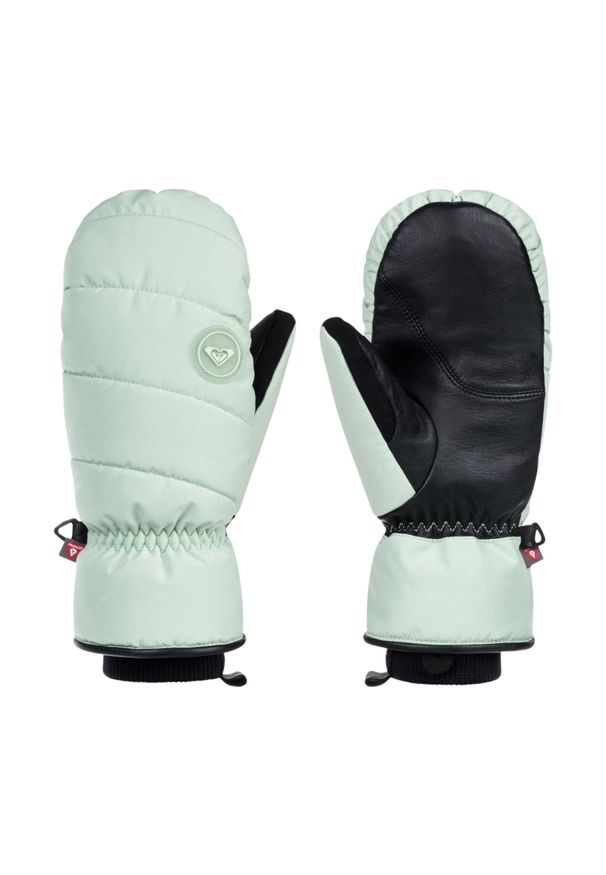 Rękawice narciarskie damskie Roxy Flint Primaloft. Kolor: zielony. Materiał: poliester, skóra. Technologia: Primaloft. Sezon: zima. Sport: narciarstwo