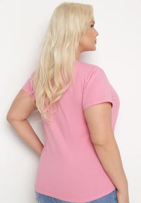 Born2be - Różowy Bawełniany T-shirt z Nadrukiem na Przodzie Galamella. Kolor: różowy. Materiał: bawełna. Wzór: nadruk #7